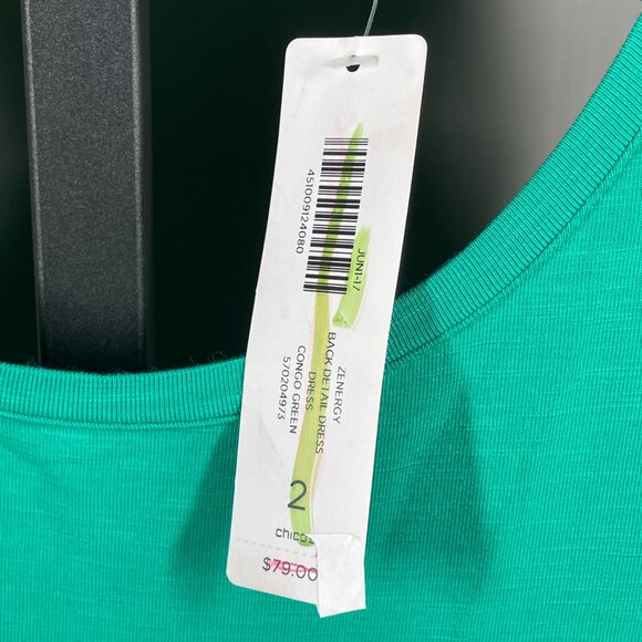 NEW Chicos Dress Womens Medium green zenergy open back casual colorful preppy - Picture 5 of 11